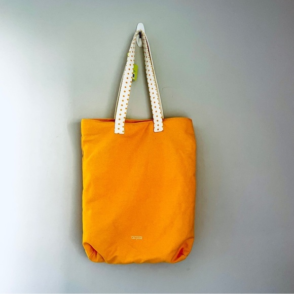 NWT Carpisa Canvas Tote Bag Yellow Gold Animals Friend. Help Save Turtles - Picture 3 of 9